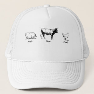 Retro Oink Moo Cluck Pig Cow Chicken Trucker Hat