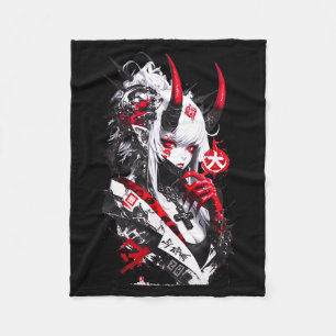 Retro Okami Girl Basic Japan Style Fox Cute Cool M Fleece Blanket