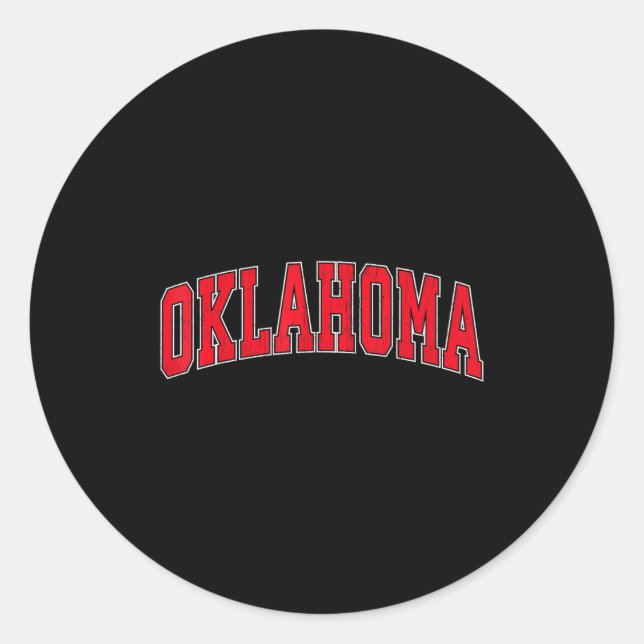Retro Oklahoma Ok For Men Women Boys Girls Kids  Classic Round Sticker (Front)
