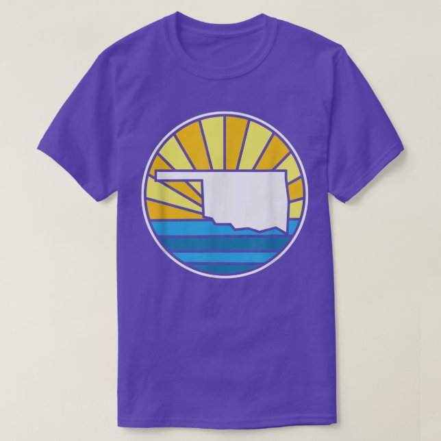 Retro Oklahoma Sunset 70s Stained Glass Design  T-Shirt (Design Front)