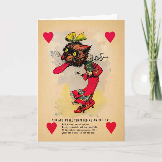 Retro Old Cat Vinegar Valentine's Day Card (Front)