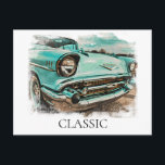 *~* Retro Old Classic Vintage Antique Painting Postcard<br><div class="desc">POST CARD POSTCARD - CLASSIC CARS - Grunge style Paintings - PERSONALIZE TEXT IF DESIRED. - The background is WHITE. Energetically Enhanced Digital Paintings of vehicle which is Retro Classic Vintage Antique Car , Auto , Automobiles. * A gorgeous appreciated Turquoise Classic. The style is very Artistic Unique Created Painterly...</div>