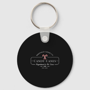 Retro Old Fashioned Kringle Candy Canes Co Merry C Key Ring