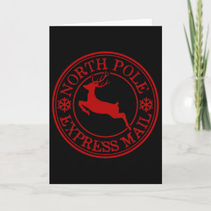 Retro Old Fashioned North Pole Express Mail Reinde Card
