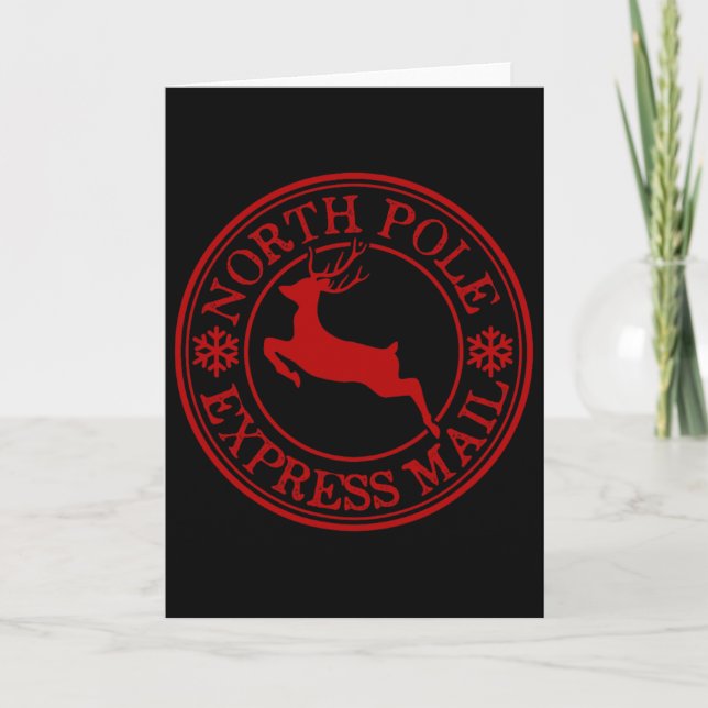 Retro Old Fashioned North Pole Express Mail Reinde Card (Front)