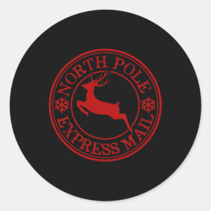 Retro Old Fashioned North Pole Express Mail Reinde Classic Round Sticker
