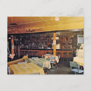 Retro Old Fashioned Shot and a Beer Tavern Vintage Postcard