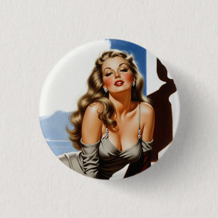 Retro Old Hollywood Beautiful Blonde Woman 3 Cm Round Badge