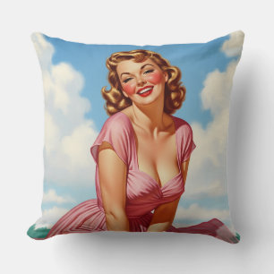 Retro Old Hollywood Glamour Blonde Woman Pin-up Ar Cushion