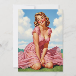 Retro Old Hollywood Glamour Blonde Woman Pin-up Ar Invitation