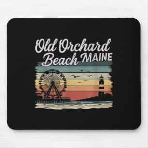 Retro Old Orchard Beach Maine Graphic Art Design Mouse Mat