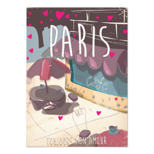 Retro old Parisian cafe travel print. Photo Print