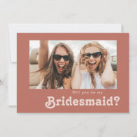 Retro Old Rose Photo Bridesmaid Proposal Card