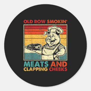 Retro Old Row Smoking Meats And Clapping Cheeks Fu Classic Round Sticker