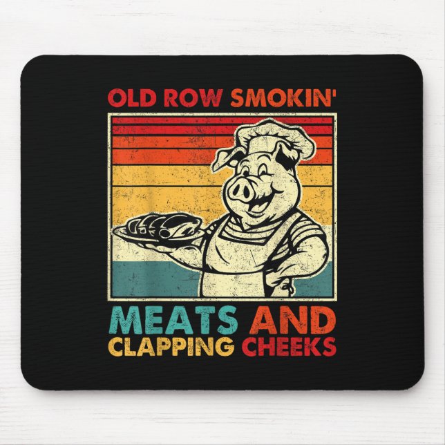 Retro Old Row Smoking Meats And Clapping Cheeks Fu Mouse Mat (Front)