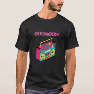 Retro Old School Boom Box with Vintage Colorful Ra T-Shirt