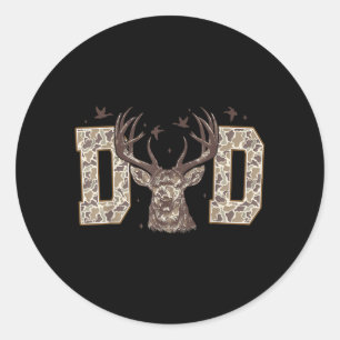 Retro Old School Camo Dad Camouflage Dad Fathers Classic Round Sticker