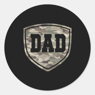 Retro Old School Camo Dad Pocket Camouflage Dad Classic Round Sticker