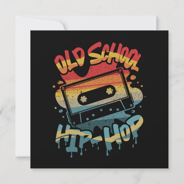 Retro Old School Hip Hop Graffiti Cassette Mixtape Invitation (Front)