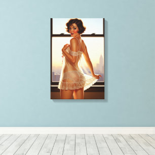 Retro Old School Pin-up Girl Canvas Print