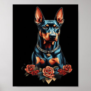 Retro Old School Style Dog Art Vintage Doberman Ta Poster