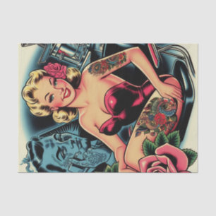 Retro Old School Tattoo Pin Up Tissue Paper
