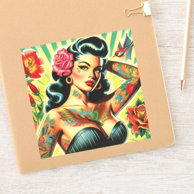Retro Old School Tattoo Pinup (Notebook)