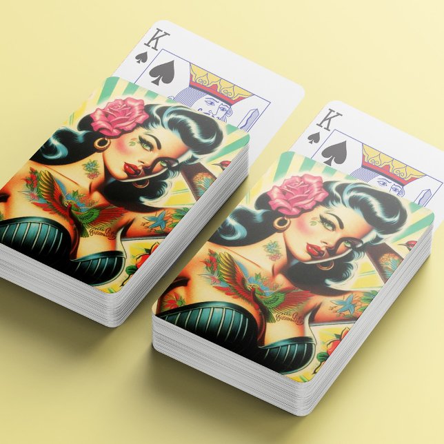 Retro Old School Tattoo Pinup Playing Cards (Creator Uploaded)