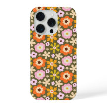 Retro Olive green Full bloom abstract floral 