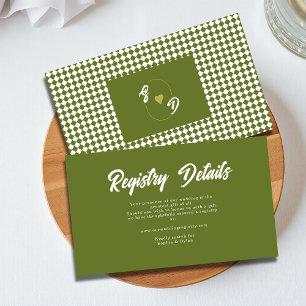 Retro Olive green Wedding Shower Gift Registry Enclosure Card
