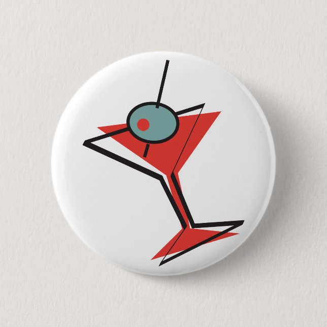 retro olive martini 6 cm round badge (Front)