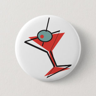 retro olive martini 6 cm round badge
