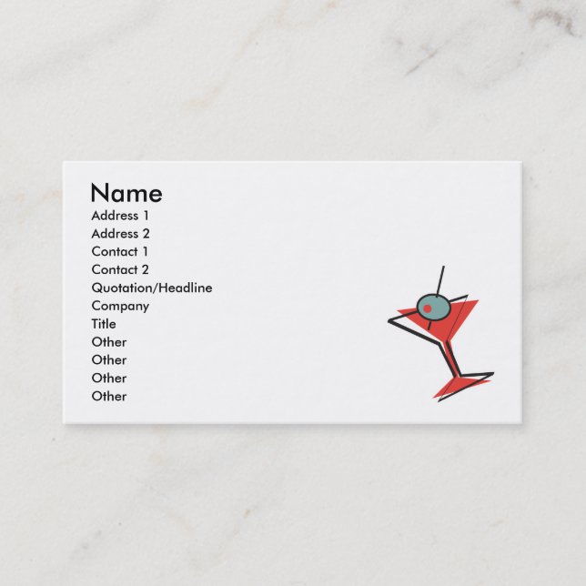 retro olive martini business card (Front)