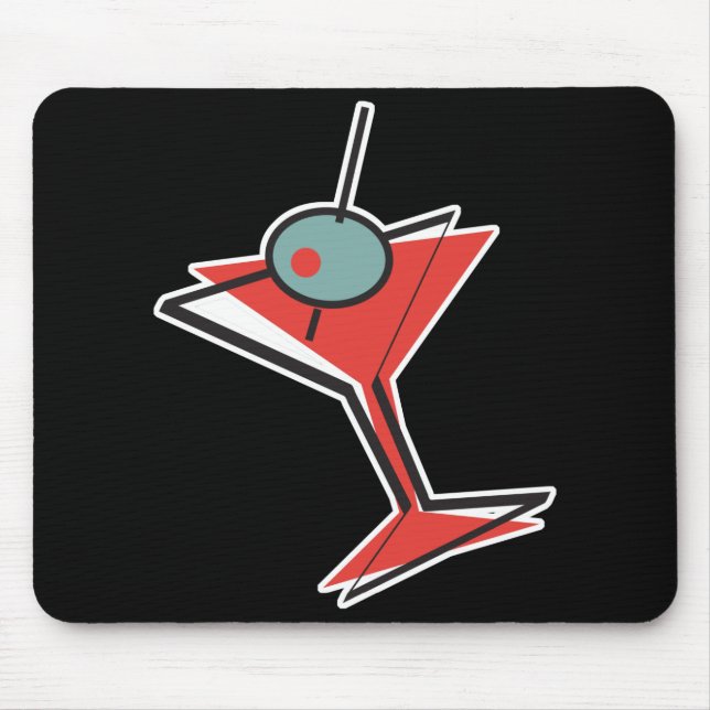 retro olive martini mouse mat (Front)