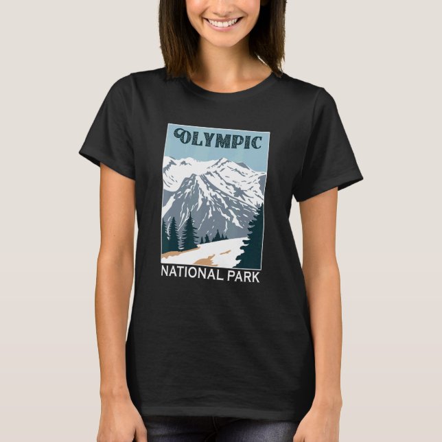 Retro Olympic National Park Mountain Camping Souve T-Shirt (Front)