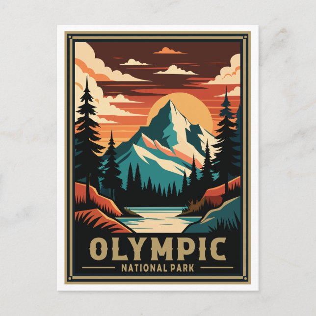 Retro Olympic National Park Postcard (Front)