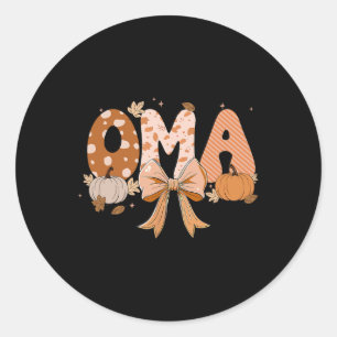Retro Oma Coquette Bows Leopard Fall Thanksgiving  Classic Round Sticker
