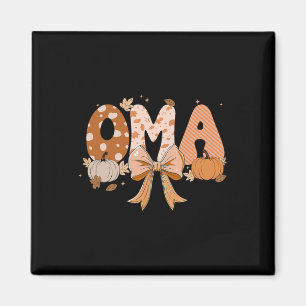 Retro Oma Coquette Bows Leopard Fall Thanksgiving Magnet