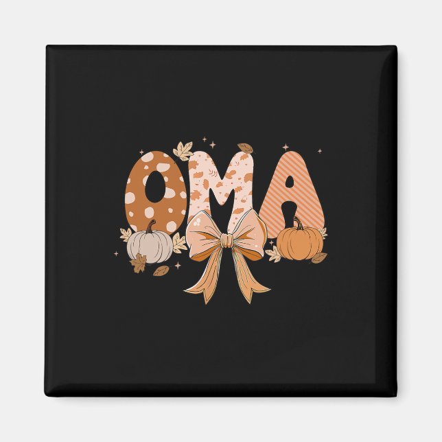 Retro Oma Coquette Bows Leopard Fall Thanksgiving  Magnet (Front)