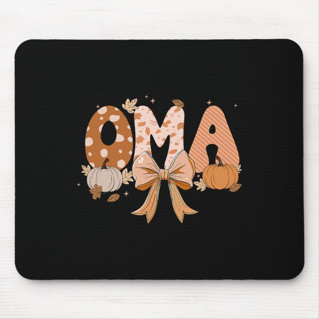 Retro Oma Coquette Bows Leopard Fall Thanksgiving  Mouse Mat (Front)