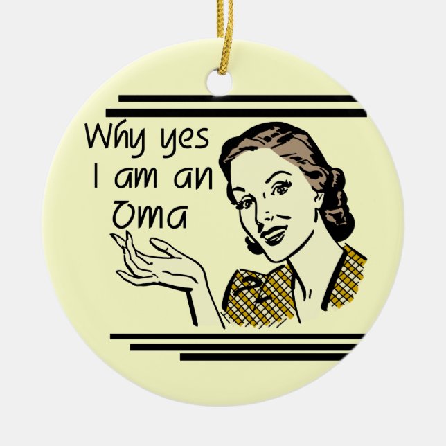 Retro Oma Tshirts and Gifts Ceramic Tree Decoration (Front)