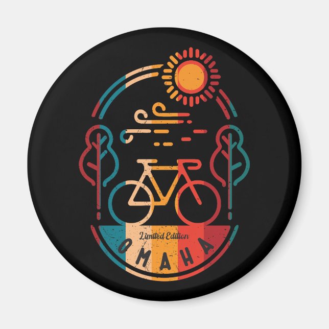 Retro Omaha Bike Trail Magnet (Front)