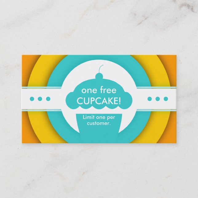 retro ONE FREE CUPCAKE coupon (Front)