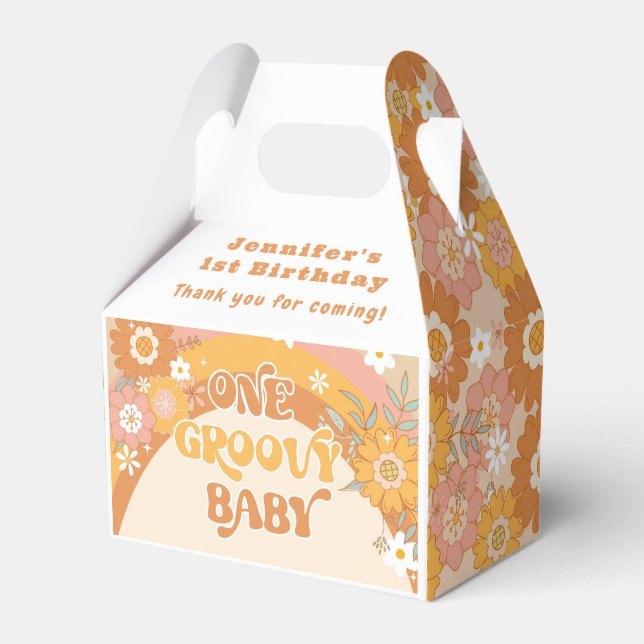 Retro One groovy baby birthday Favour Box (Front Side)
