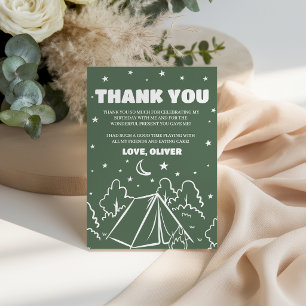 Retro One Happy Camper Birthday Thank You Invitation