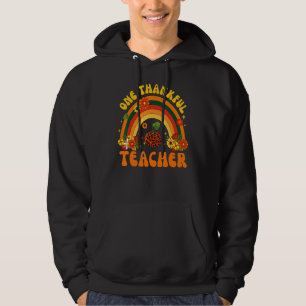 Retro One Thankful Teacher Thanksgiving Fall Mens  Hoodie
