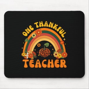 Retro One Thankful Teacher Thanksgiving Fall Mens Mouse Mat