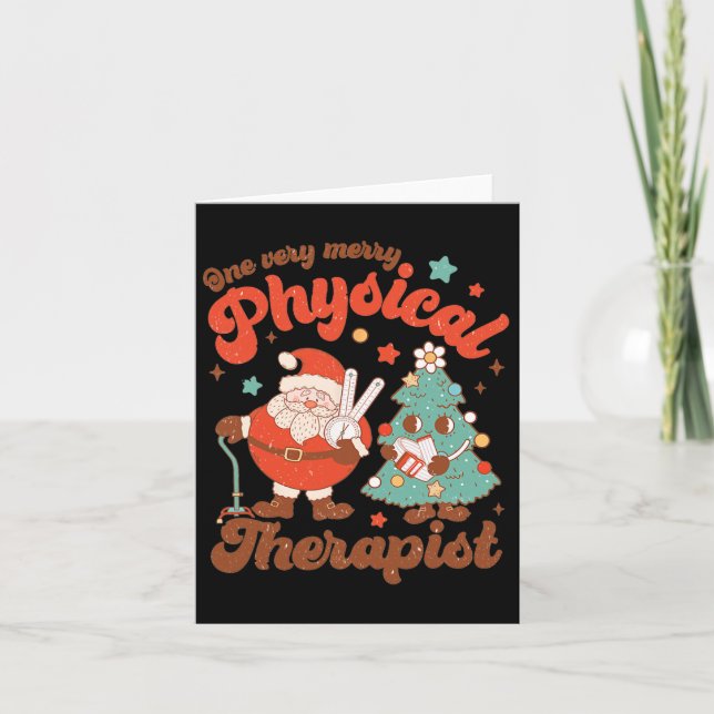 Retro One Very Merry Physical Therapist Santa Chri Card (Front)