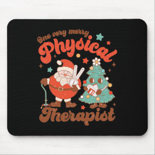 Retro One Very Merry Physical Therapist Santa Chri Mouse Mat