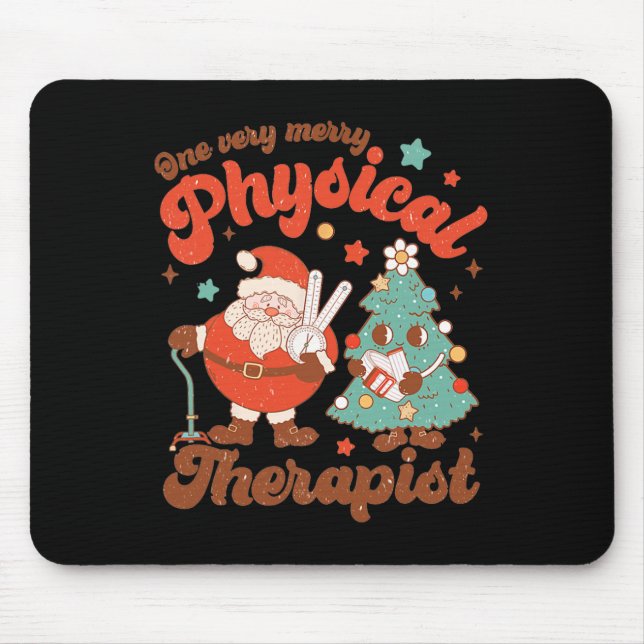 Retro One Very Merry Physical Therapist Santa Chri Mouse Mat (Front)